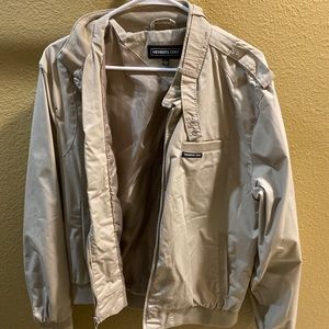 Vtg Members Only Jacket Mens Sz Large Bomber Racer  hipster Tan Khaki 80s 90s